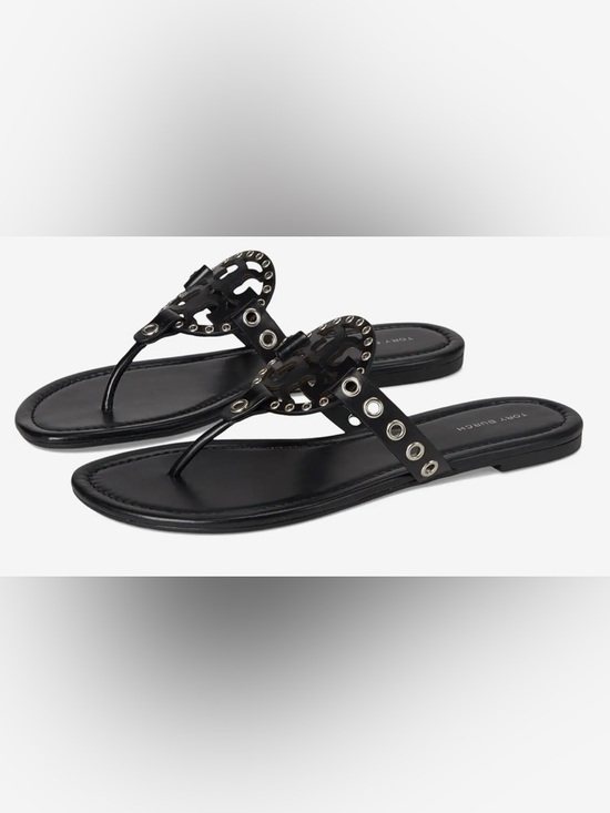 Tory Burch Black Miller Eyelet Sandal Size 8